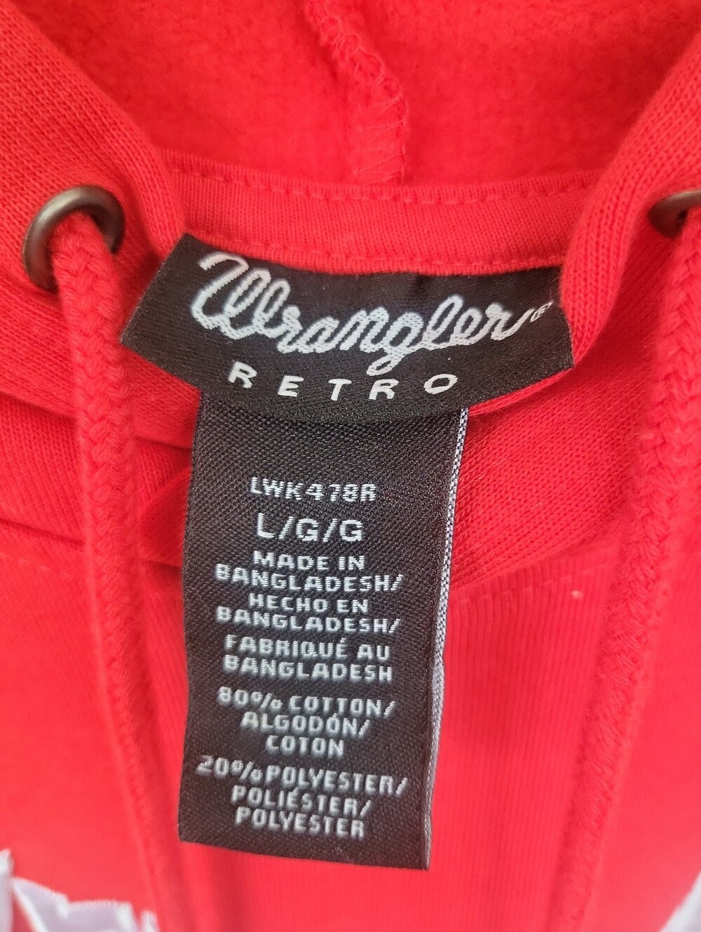 NWT Wrangler Retro Spell Out Red Cowgirl Hoodie Pullover Sweatshirt L $55 - Picture 2 of 7
